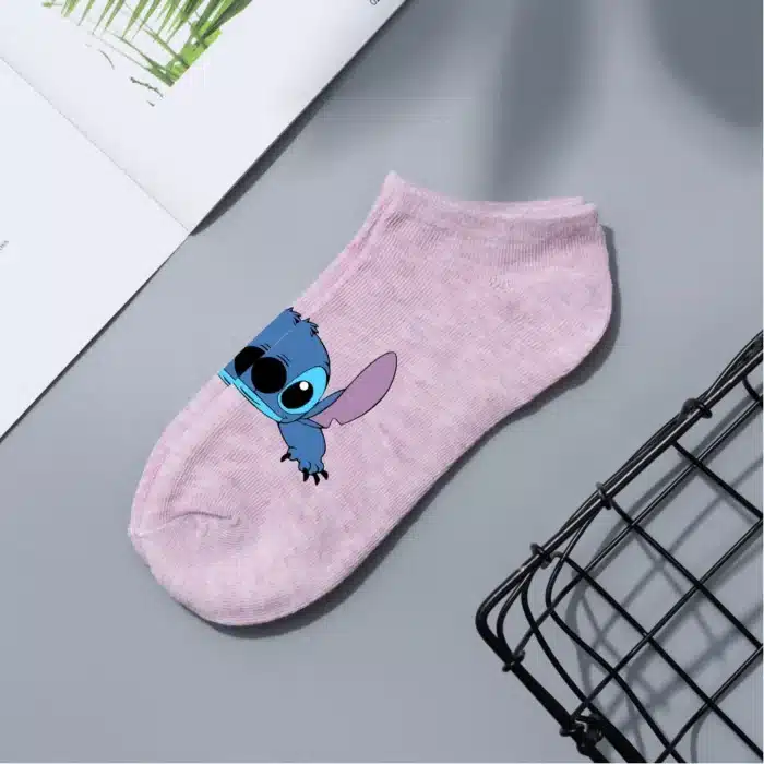 Disney Lilo Stitch chaussettes courtes multicolores bateau printemps été dessin animé Simple chaussettes respirantes pour hommes et femmes chaussettes courtes mignonnes 13