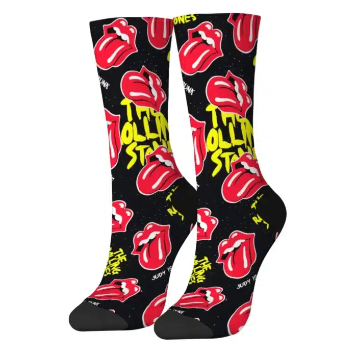 Chaussettes imprimées Rolling Stones pour hommes, nouveauté Harajuku rétro Street Hip-Hop, chaussettes confortables, respirantes et antidérapantes, cadeau 2