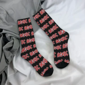 Chaussettes en métal lourd AC DC, bas absorbant la sueur Harajuku, chaussettes longues toutes saisons, accessoires pour cadeaux unisexes 25