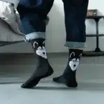 Chaussettes en coton pour homme, imprimé Animal, Style collège, dessin animé, noir, blanc, Panda, Lion, aigle, tigre, loup, sport, chaussettes courtes, Hip Hop 2